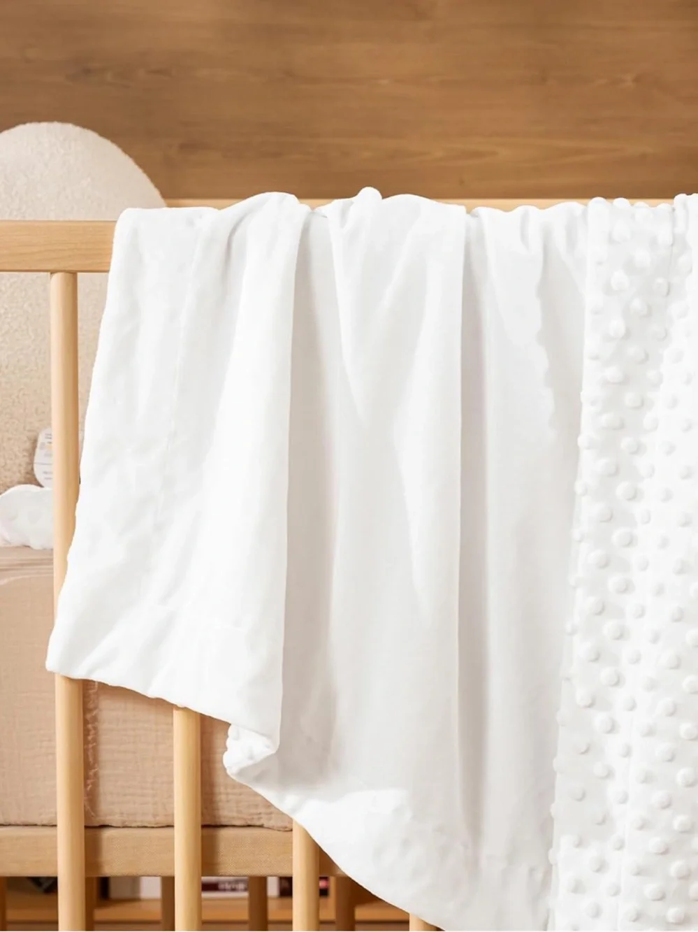 White Minky Baby Blanket - Soft Nursery Throw